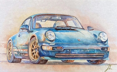 Painting titled "Porsche 911- Oil Art" by Licia Trobia, Original Artwork, Ink