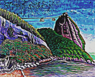 Pintura intitulada "Bondinho da Urca" por Lício Maia, Obras de arte originais, Óleo