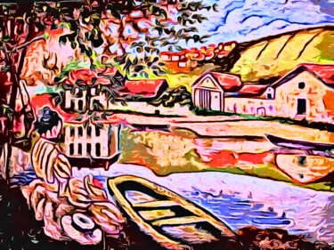 Pintura titulada "Na beira do rio" por Lício Maia, Obra de arte original, Acrílico