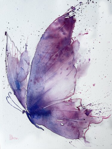 Peinture intitulée "Butterfly" par Lida Khomyakova (Artelida), Œuvre d'art originale, Aquarelle