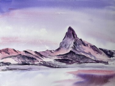 Malarstwo zatytułowany „Zermatt” autorstwa Lida Khomyakova (Artelida), Oryginalna praca, Akwarela