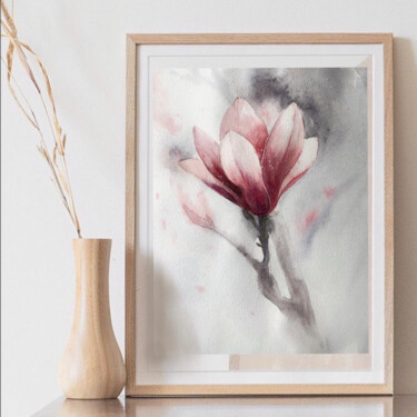 Картина под названием "Magnolia" - Lida Khomyakova (Artelida), Подлинное произведение искусства, Акварель