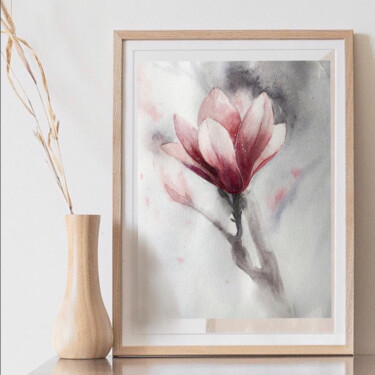 Painting titled "Magnolia" by Lida Khomyakova (Artelida), Original Artwork, Watercolor