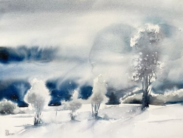 Pittura intitolato "Magical winter" da Lida Khomyakova (Artelida), Opera d'arte originale, Acquarello