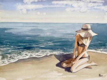 Peinture intitulée "Girl on the beach" par Lida Khomyakova (Artelida), Œuvre d'art originale, Aquarelle