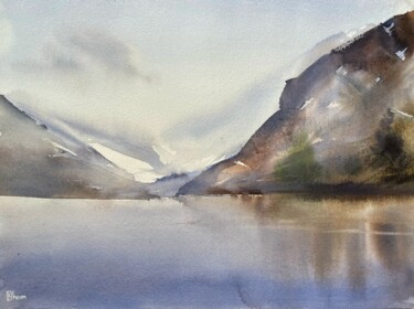 Painting titled "Morning in the moun…" by Lida Khomyakova (Artelida), Original Artwork, Watercolor