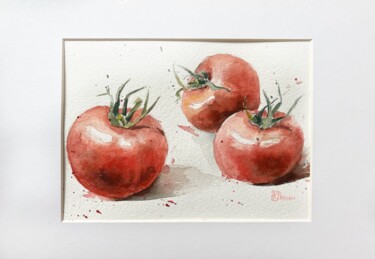 Peinture intitulée "Tomatoes" par Lida Khomyakova (Artelida), Œuvre d'art originale, Aquarelle