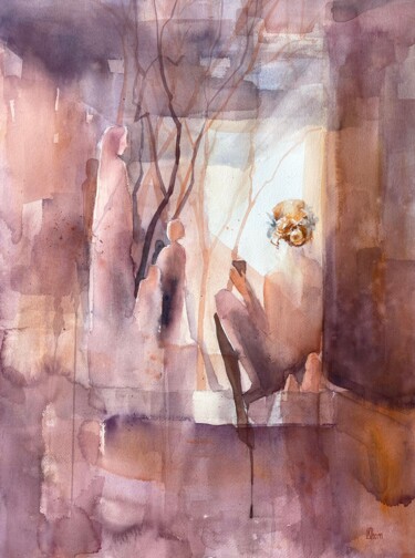 Schilderij getiteld "Сalmness" door Lida Khomyakova (Artelida), Origineel Kunstwerk, Aquarel