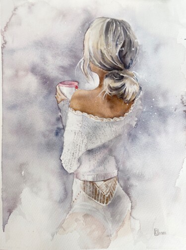 Schilderij getiteld "Beautiful girl" door Lida Khomyakova (Artelida), Origineel Kunstwerk, Aquarel