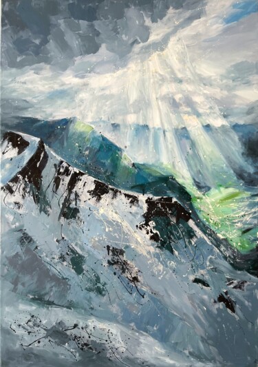 Pittura intitolato "Mountains.Sunset." da Lida Khomyakova (Artelida), Opera d'arte originale, Olio