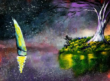 Картина под названием "Ожидание" - Артем Гаценко, Подлинное произведение искусства, Акрил Установлен на Деревянная рама для…