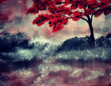 Картина под названием "Туман" - Артем Гаценко, Подлинное произведение искусства, Акрил Установлен на Деревянная рама для нос…