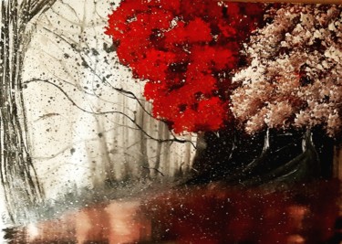 Картина под названием "Клякса" - Артем Гаценко, Подлинное произведение искусства, Акрил Установлен на Деревянная рама для но…