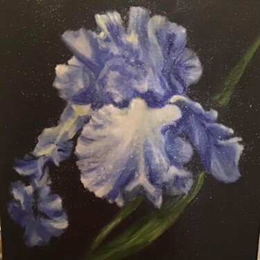 Painting titled "blue iris" by Lidi Fon Rid, Original Artwork, Oil