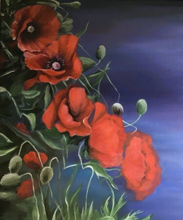 Peinture intitulée "Poppies..." par Lidi Fon Rid, Œuvre d'art originale, Huile