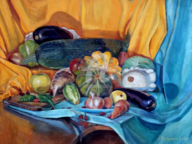 Obrazy i ryciny zatytułowany „Still life with veg…” autorstwa Lidia Bеlyasin, Oryginalna praca, Tempera Zamontowany na Karton