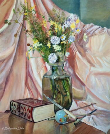 Printmaking titled "Delicate bouquet of…" by Lidia Belyasin, Original Artwork, Tempera Mounted on Cardboard