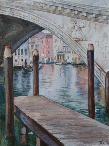 Painting titled "Venice-4" by Lidia Epshtein, Original Artwork, Watercolor