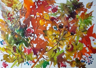 Painting titled "Herbst1" by Lidia Epshtein, Original Artwork, Watercolor
