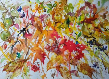 Peinture intitulée "Autumn-2" par Lidia Epshtein, Œuvre d'art originale, Aquarelle