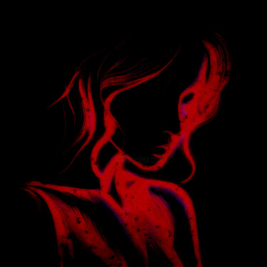 Цифровое искусство под названием "Red Woman in Neon R…" - Lidija Nidorfer, Подлинное произведение искусства, 2D Цифровая Раб…