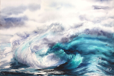 Pintura titulada "Ocean wave" por Lidia Nureeva, Obra de arte original, Acuarela