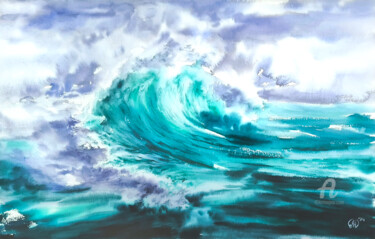 绘画 标题为“Sea wave 2” 由Lidia Nureeva, 原创艺术品, 水彩