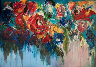 Malarstwo zatytułowany „Fancy flowers"” autorstwa Lidia Sieczkowska, Oryginalna praca, Akryl