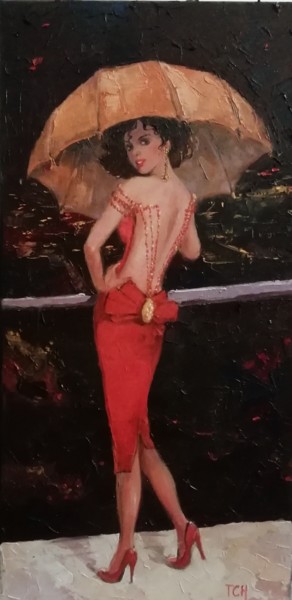 Pittura intitolato "Di notte" da Lidia Tchoumakova, Opera d'arte originale, Olio