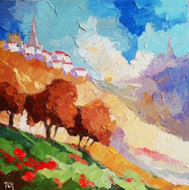 Painting titled "Colori della montag…" by Lidia Tchoumakova, Original Artwork, Oil