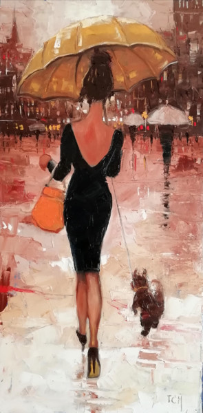 Ζωγραφική με τίτλο "Una pioggia leggera" από Lidia Tchoumakova, Αυθεντικά έργα τέχνης, Λάδι