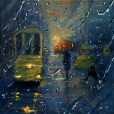 Картина под названием "Un altro tram" - Lidia Tchoumakova, Подлинное произведение искусства, Масло Установлен на картон
