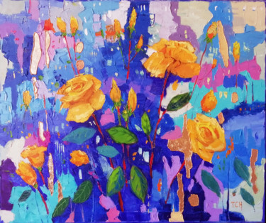 Pittura intitolato "Nel mio giardino" da Lidia Tchoumakova, Opera d'arte originale, Olio Montato su Telaio per barella in le…