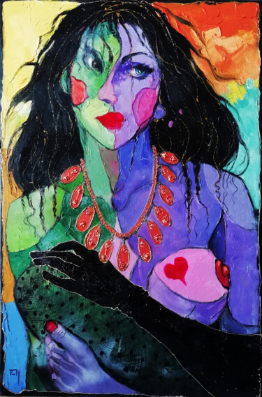 Картина под названием "Kikimora" - Lidia Tchoumakova, Подлинное произведение искусства, Масло Установлен на Деревянная рама…
