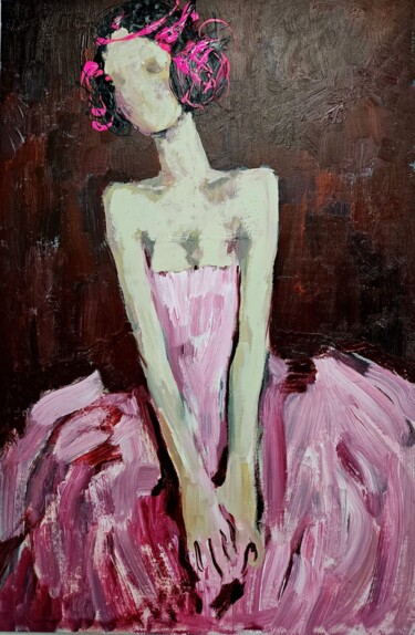 Painting titled "PINK BALLERINA" by Lidia Zadeh Petrescu, Original Artwork, Acrylic