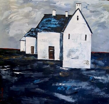 Painting titled "WHITE HOUSES" by Lidia Zadeh Petrescu, Original Artwork, Acrylic