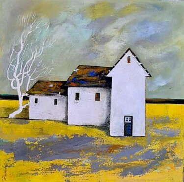 Malarstwo zatytułowany „HOUSE IN YELOW LAND” autorstwa Lidia Zadeh Petrescu, Oryginalna praca, Akryl