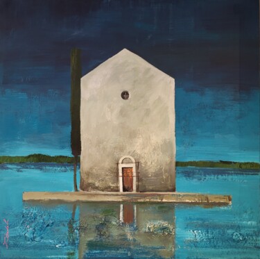 Malerei mit dem Titel "HOUSE IN TURQUISE L…" von Lidia Zadeh Petrescu, Original-Kunstwerk, Acryl