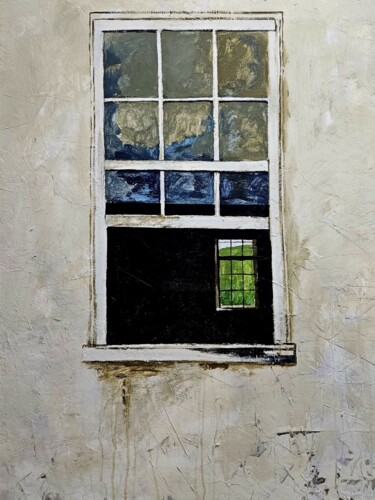 Painting titled "window" by Lidia Zadeh Petrescu, Original Artwork, Acrylic Mounted on Wood Stretcher frame