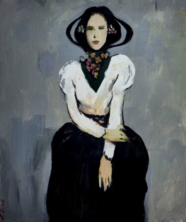 Malerei mit dem Titel "BLACK DRESS" von Lidia Zadeh Petrescu, Original-Kunstwerk, Acryl