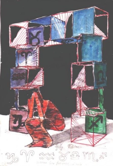 Artisanat intitulée "Songeur et Porte" par Lyria, Œuvre d'art originale
