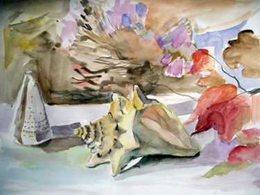 Peinture intitulée "Feuilles rouges7" par Lyria, Œuvre d'art originale