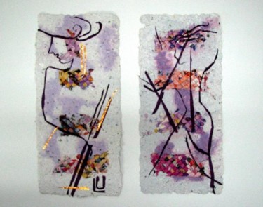 Art textile intitulée "Figures" par Lyria, Œuvre d'art originale
