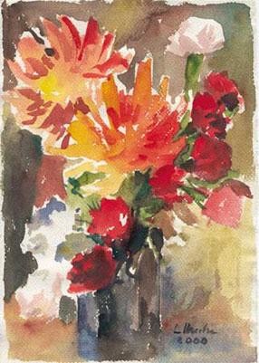 Peinture intitulée "Fleurs dans une vase" par Lyria, Œuvre d'art originale