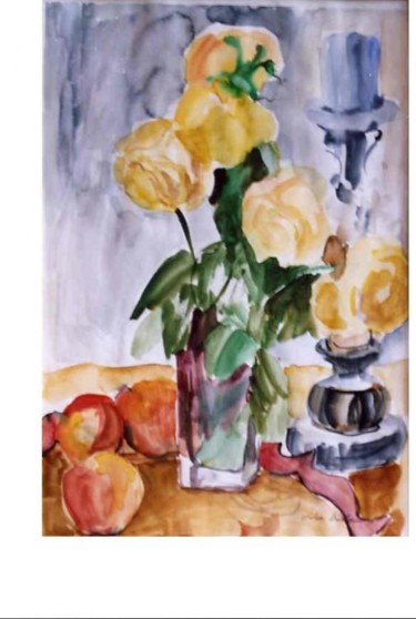 Peinture intitulée "Roses jaunes" par Lyria, Œuvre d'art originale, Huile