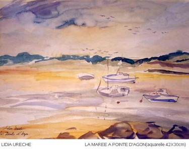 Peinture intitulée "La pointe d'Agon" par Lyria, Œuvre d'art originale, Huile