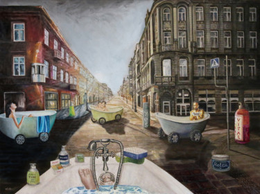 Malerei mit dem Titel "HAPPY PEOPLE Relax…" von Lidia Gajek, Original-Kunstwerk, Öl