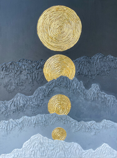 Картина под названием "The parad of planets" - Lidiia Isakova, Подлинное произведение искусства, Акрил Установлен на Деревян…
