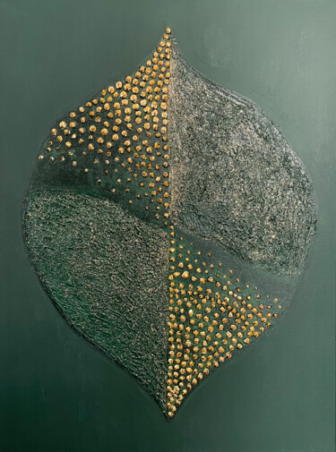 Pintura intitulada "Magnolia Leaf" por Lidiia Isakova, Obras de arte originais, Acrílico Montado em Armação em madeira