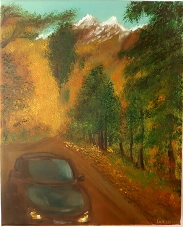 Painting titled "mountain landscape…" by Lidiia Sazonova, Original Artwork, Oil